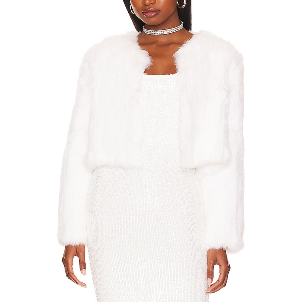 Bubish 'Lola' White Polyester Crop Jacket Size S / M